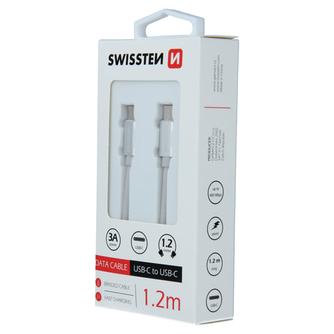 Swissten Textile Type-C USB Cable - 71527203 - 1.2m - Silver
