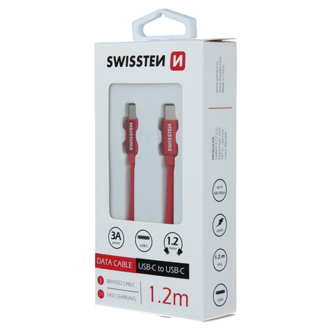 Swissten Textile Type-C USB Cable - 71527206 - 1.2m - Red