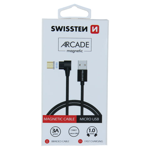 Swissten Arcade Magnetic Micro USB Cable - 71527400 - 1.2m - Black