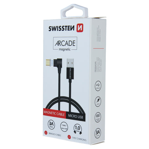 Swissten Arcade Magnetic Micro USB Cable - 71527400 - 1.2m - Black