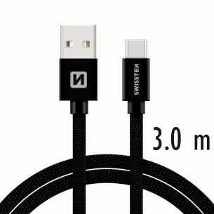 Swissten Textile Type-C USB Cable - 71527900 - 3m - Black