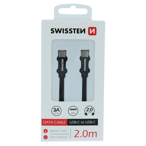 Swissten Textile Type-C to Type-C Cable - 71528201 - 2m - Black