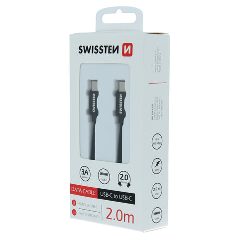 Swissten Textile Type-C to Type-C Cable - 71528201 - 2m - Black