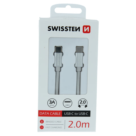 Swissten Textile Type-C to Type-C Cable - 71528202 - 2m - Silver