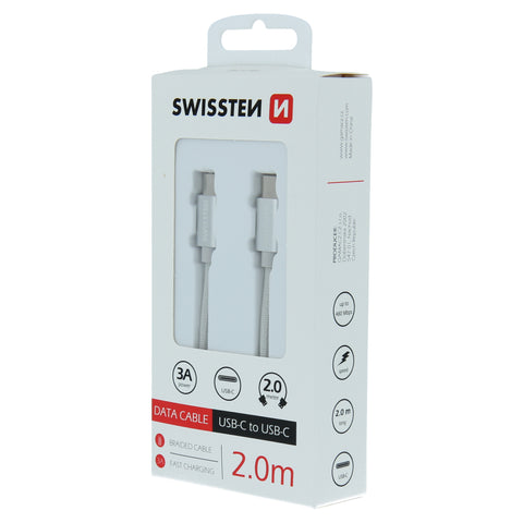 Swissten Textile Type-C to Type-C Cable - 71528202 - 2m - Silver