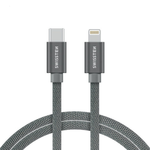 Swissten Textile Type-C To Lightning Cable - 71529202 - 2m - Silver