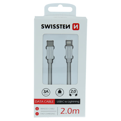 Swissten Textile Type-C To Lightning Cable - 71529202 - 2m - Silver