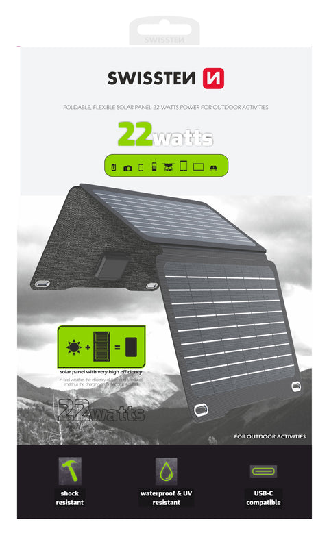 Swissten Foldable Solar Panel (22W) - 22013811