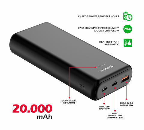 Swissten PowerLine Powerbank (20W) - 22013913 - 20.000 mAh - Black