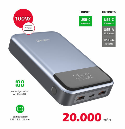 Swissten 20.000 Power Delivery Powerbank (100W) - 22013932 - For Laptops
