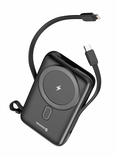 Swissten 20W MagSafe Powerbank With Built-in USB-C & Lightning Cables - 10.000 mAh - 22013933