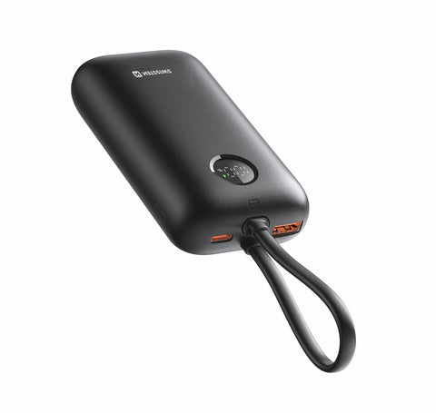Swissten 35W VoltBox Powerbank - 22013936 - With Built-in USB-C And Lightning Cables - 10.000 mAh - Black