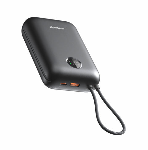 Swissten 35W VoltBox Powerbank - 22013938 - With Built-in USB-C And Lightning Cables - 30.000 mAh - Black