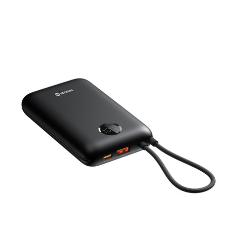 Swissten 35W VoltBox Powerbank - 22013938 - With Built-in USB-C And Lightning Cables - 30.000 mAh - Black