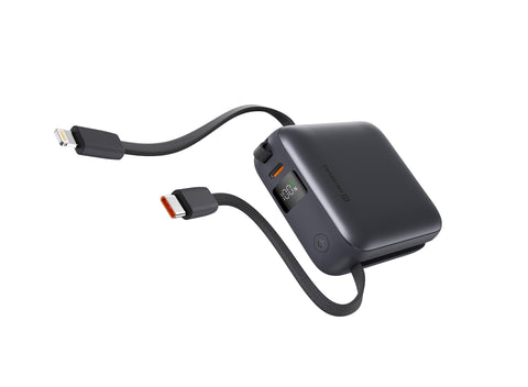 Swissten Powerbank - 22013939 - With Built-in USB-C And Lightning Cables - 10.000 mAh - Silver