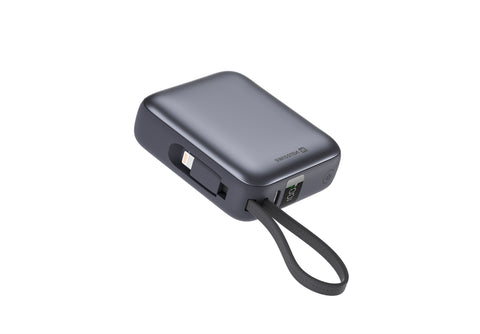Swissten Powerbank - 22013939 - With Built-in USB-C And Lightning Cables - 10.000 mAh - Silver