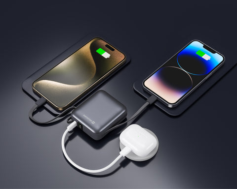 Swissten Powerbank - 22013939 - With Built-in USB-C And Lightning Cables - 10.000 mAh - Silver