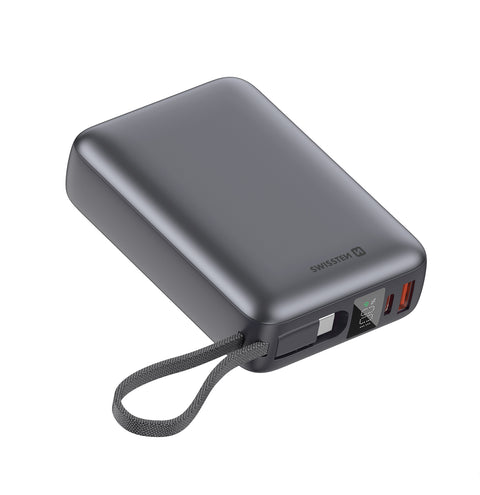 Swissten 45W Powerbank - 22013976 - With Built-in USB-C Cable - 20.000 mAh - Silver