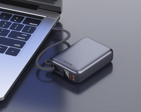 Swissten 45W Powerbank - 22013976 - With Built-in USB-C Cable - 20.000 mAh - Silver