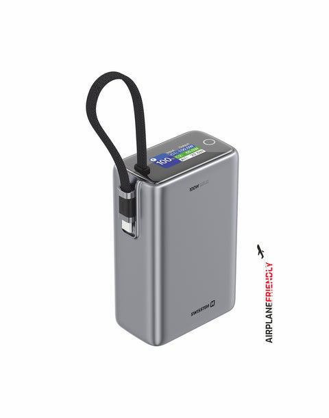 Swissten Airplane Friendly Power Bank (100W) - 22013977 - 25.000 mAh - Grey