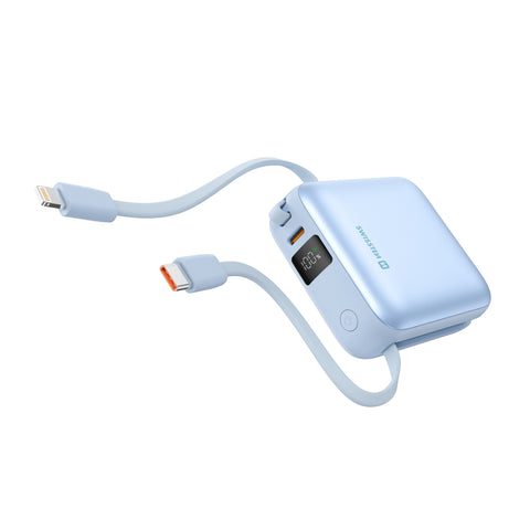 Swissten Space Powerbank - 22013984 - With Built-in USB-C And Lightning Cables - 10.000 mAh - Blue