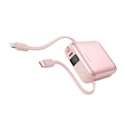 Swissten Space Powerbank- 22013985 - With Built-in USB-C And Lightning Cables - 10.000 mAh - Pink