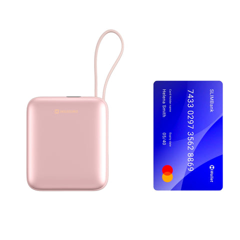 Swissten Space Powerbank- 22013985 - With Built-in USB-C And Lightning Cables - 10.000 mAh - Pink