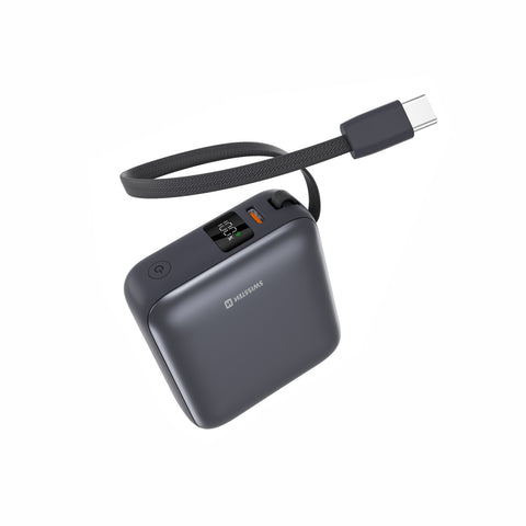 Swissten Space Powerbank (35W) - 22013986 - With Built-in USB-C And Lightning Cables - 10.000 mAh - Grey