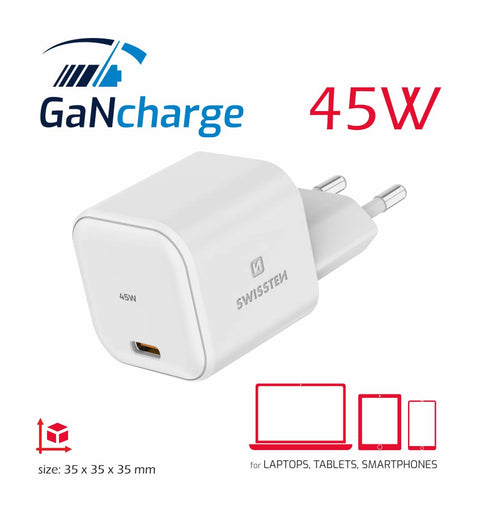 Swissten USB-C Power Delivery Travel Charger (45W) - 22037010 - White