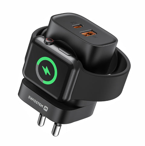 Swissten Wireless iWatch Travel Charger (22.5W) - 22045520 - Black
