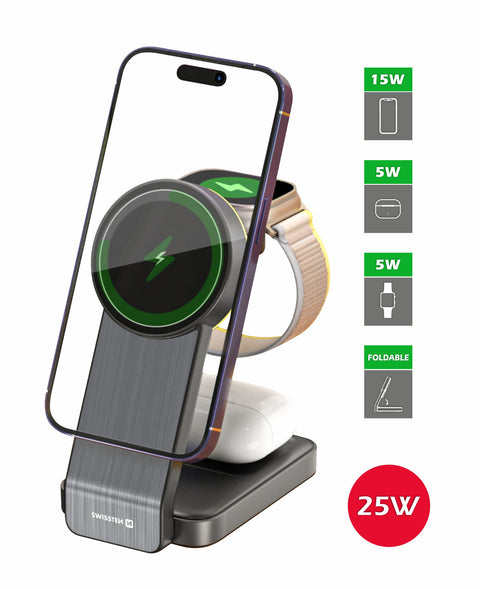 Swissten 25W MagFold 3-in-1 Wireless Charger - 22055540