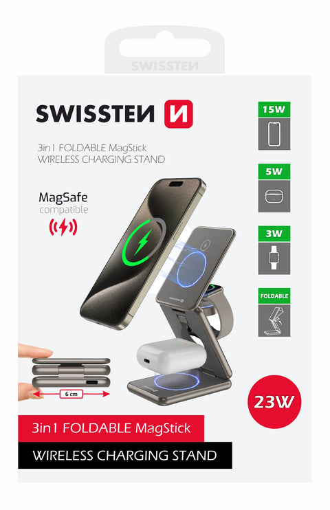 Swissten 23W 3-in-1 Aluminium Wireless Charger - 22055550