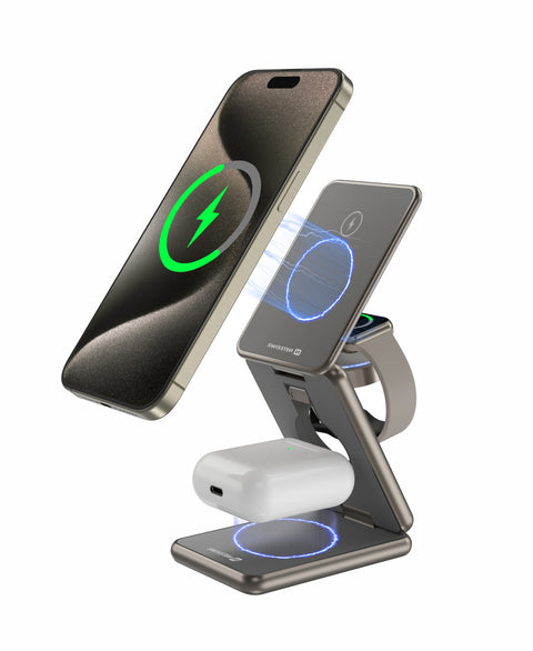 Swissten 23W 3-in-1 Aluminium Wireless Charger - 22055550