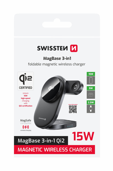 Swissten MagBase 3-In-1 Magnetic Wireless Charger - 22055570