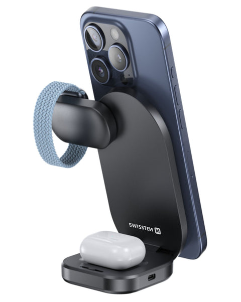 Swissten MagBase 3-In-1 Magnetic Wireless Charger - 22055570