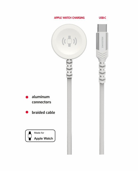 Swissten Braided Apple Watch Cable To USB-C Cable - 22065502 - 1.2m - White