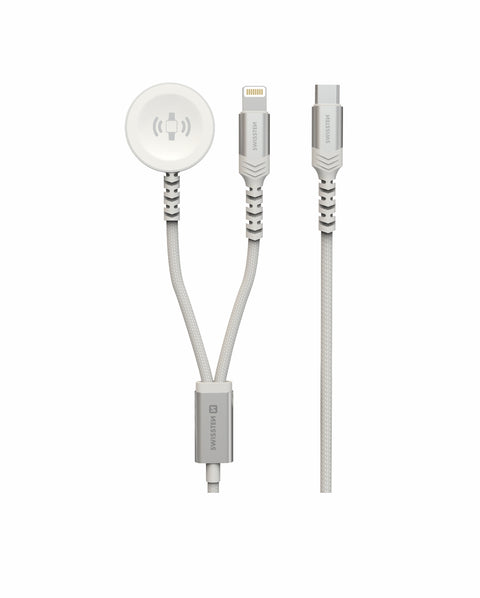 Swissten 2-in-1 USB-C To Apple Watch Cable And Lighting Cable - 22065503- 1.2m - White