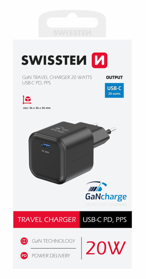 Swissten 20W UBS-C Travel Charger - 22070110 - Black