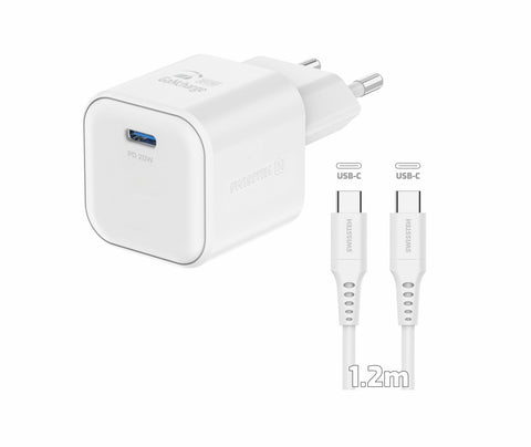 Swissten 20W UBS-C Travel Charger With USB-C To USB-C Cable - 1.2m - 22070120 - White