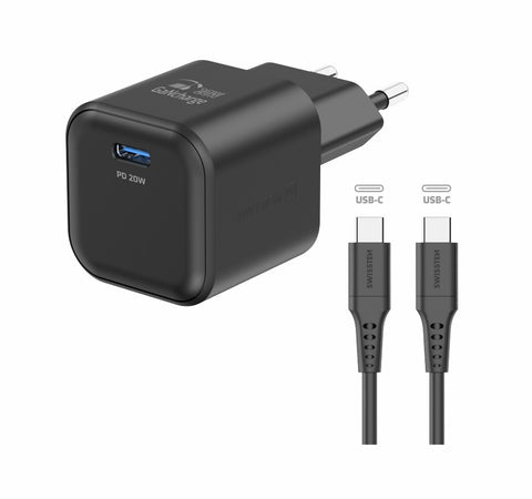 Swissten 20W UBS-C Travel Charger With USB-C To USB-C Cable - 1.2m - 22070130 - Black