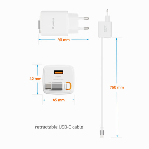 Swissten SlideCharge Travel Charger (30W) - 22070203 - White