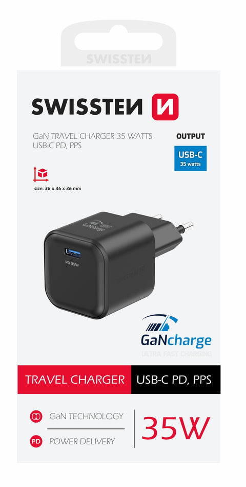 Swissten 35W UBS-C Travel Charger - 22070210 - Black