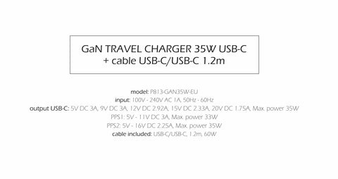 Swissten 35W UBS-C Travel Charger With USB-C To USB-C Cable - 1.2m - 22070230 - Black