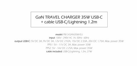 Swissten 35W UBS-C Travel Charger With Lightning To USB-C Cable - 1.2m - 22070240 - White