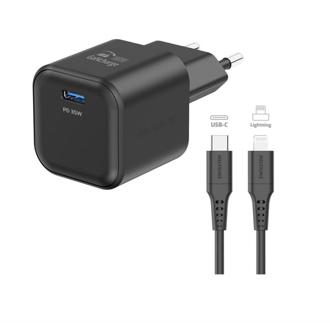 Swissten 35W UBS-C Travel Charger With Lightning To USB-C Cable - 1.2m - 22070250 - Black