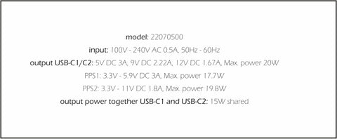 Swissten 2x USB-C 20W Power Delivery GaN Travel Charger - 22070500 - White