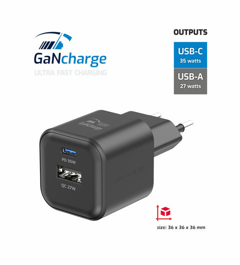 Swissten 35W UBS-C & USB-A Travel Charger - 22071210 - Black