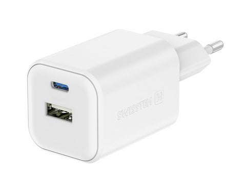 Swissten 65W 2x UBS-C & USB-A Travel Charger - 22071400 - White