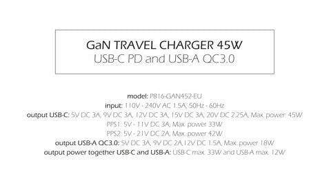 Swissten 45W UBS-C & USB-A Travel Charger - 22071300 - White