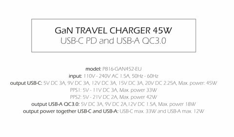 Swissten 45W UBS-C & USB-A Travel Charger - 22071310 - Black